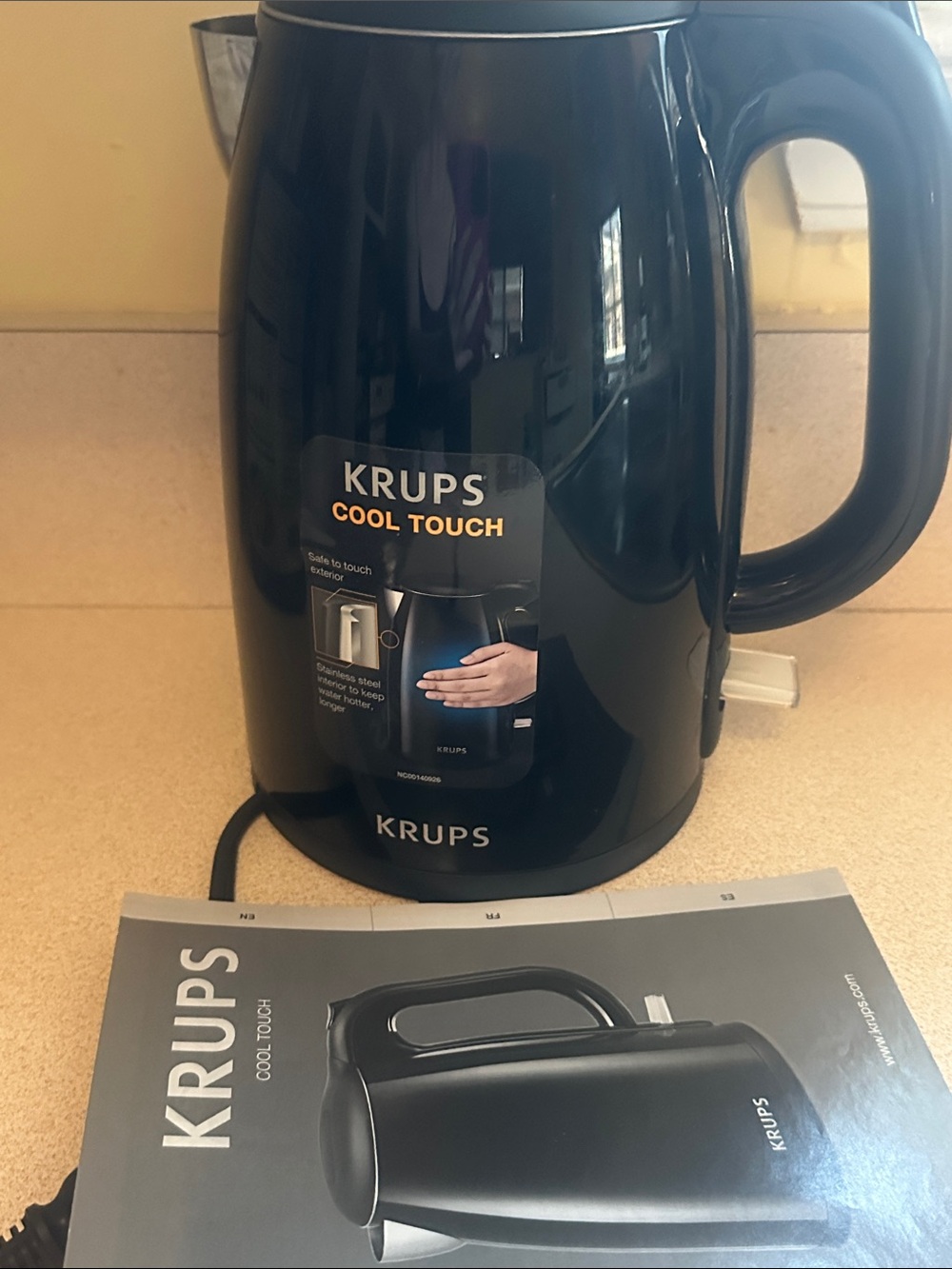 EUC KRUPS 1.5L Electric Kettle, Cool Touch 1500 Watt Fast Boiling Cordless